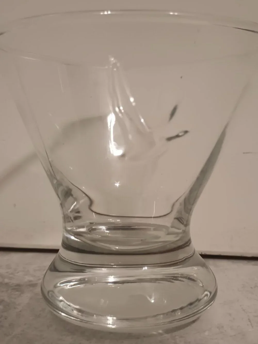 Grey Goose Embossed Vodka Stemless Footed Martini Cocktail Glass Great Condition